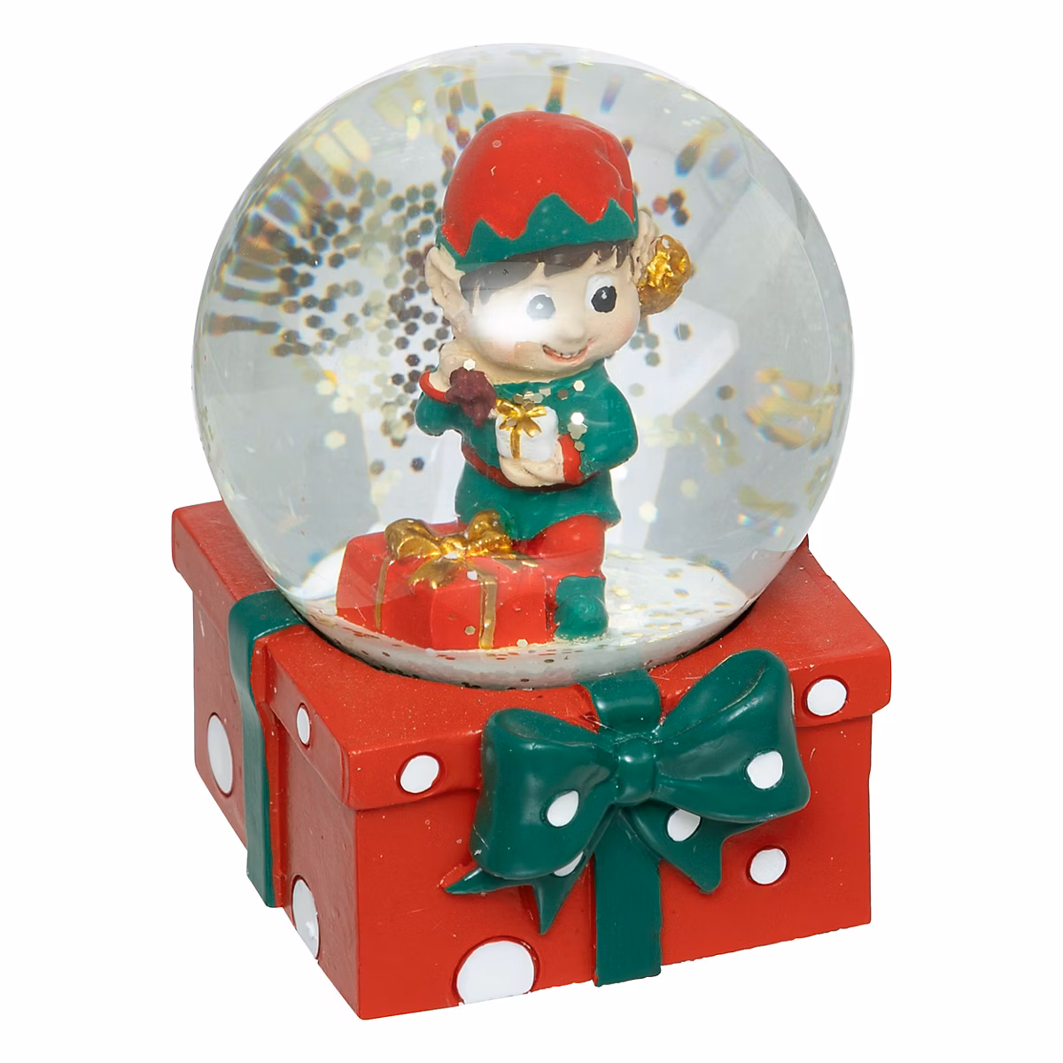 Décoration de Noël – Boule à neige lutin décor paquet cadeau 65mm Feeric Light & Christmas