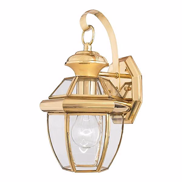 Elstead Newbury – Petite lanterne murale extérieure à 1 ampoule en laiton poli IP44, E27