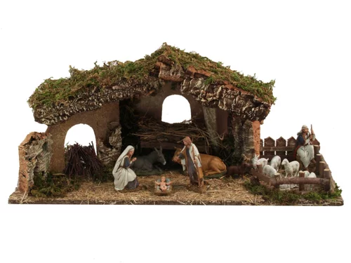Crèche avec santons et brebis - 56 cm