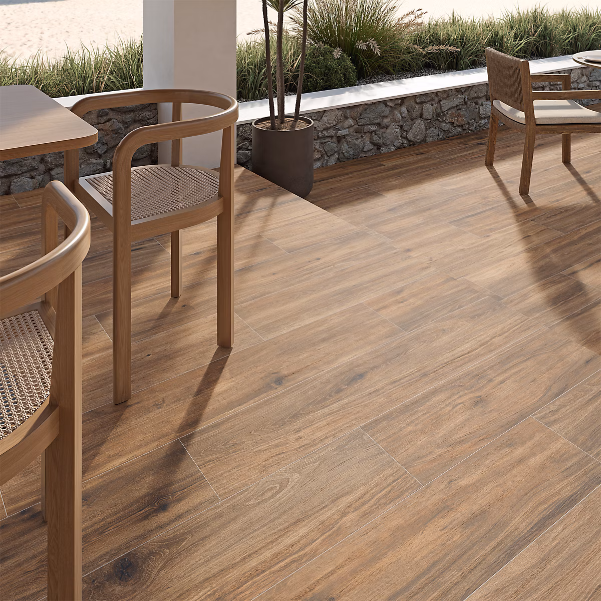 Carrelage sol extérieur en grès cérame émaillé effet bois naturel l.22 x L.120 x ép. 0 – 97 cm Todias Caboa