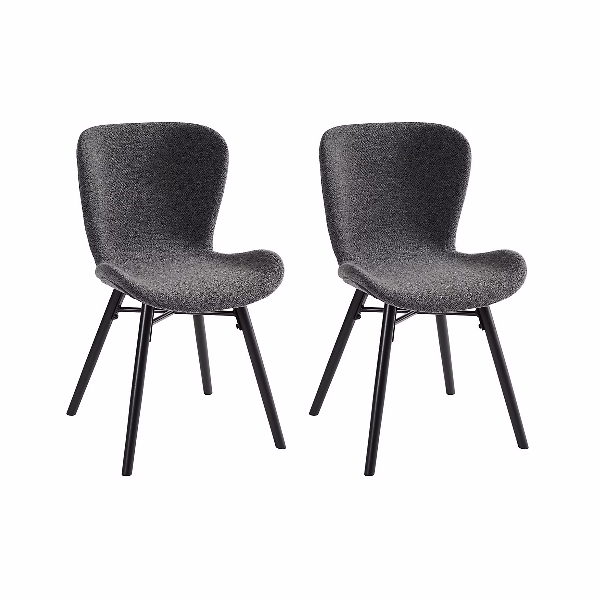 Chaises tissu bouclette gris anthracite et bois chêne (lot de 2) – MATILDA