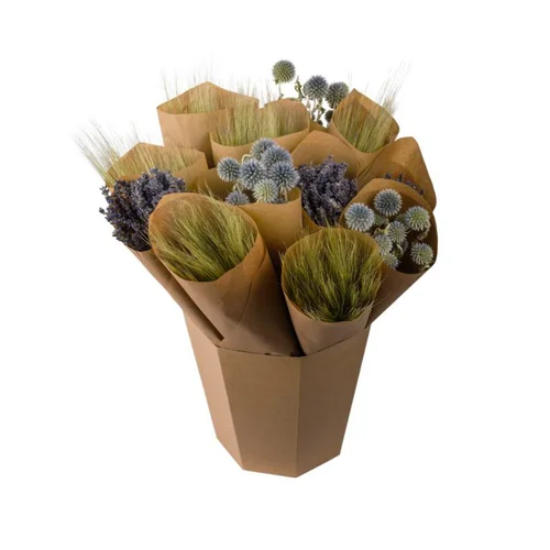 Botte de fleurs séchées coloris bleu - H 50 cm (Livré aléatoirement parmi plusieurs bottes assorties)