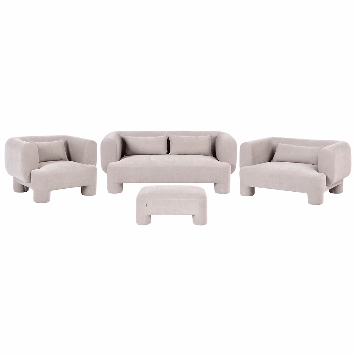 Canapé et fauteuil – Ensemble de salon 6 places HOGBO avec ottoman Tissu Beige