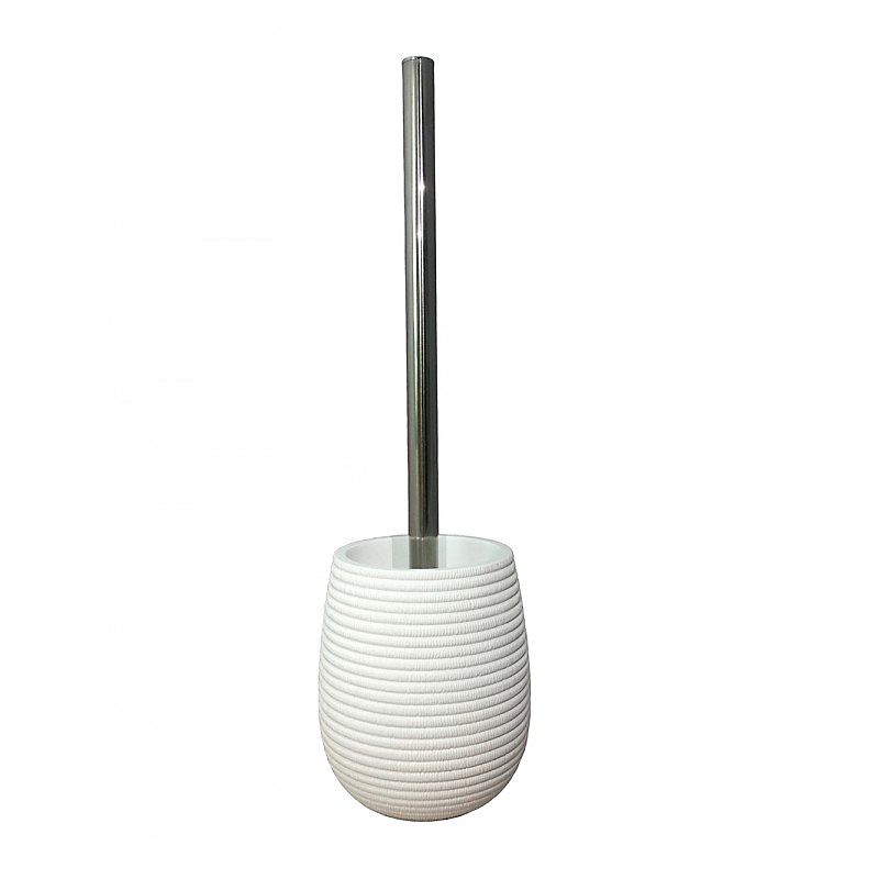Brosse de toilette ronde blanche et tige en métal – LANA