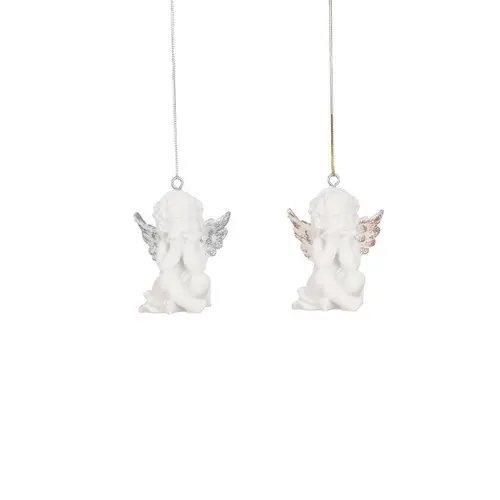 Décoration à suspendre ange doré en résine - 2,5 x 2 x H 5,5 cm