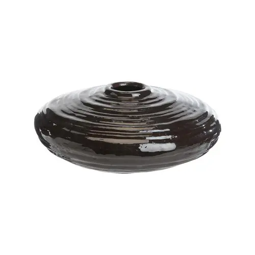 Soliflore bas à décor spirale en aluminium chocolat - Ø 22 x H 9 cm