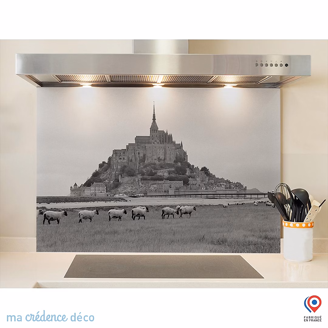 Crédence cuisine fond de hotte Mont Saint Michel – Verre trempé | L 90 cm x H 50 cm | MaCrédenceDéco