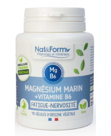 Nat et Form Magnésium marin Vitamine B6 40 gélules