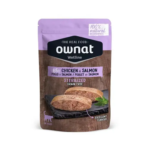 Aliment en sachet pour chat Ownat wetline sterilized chicken and salmon - 85 g