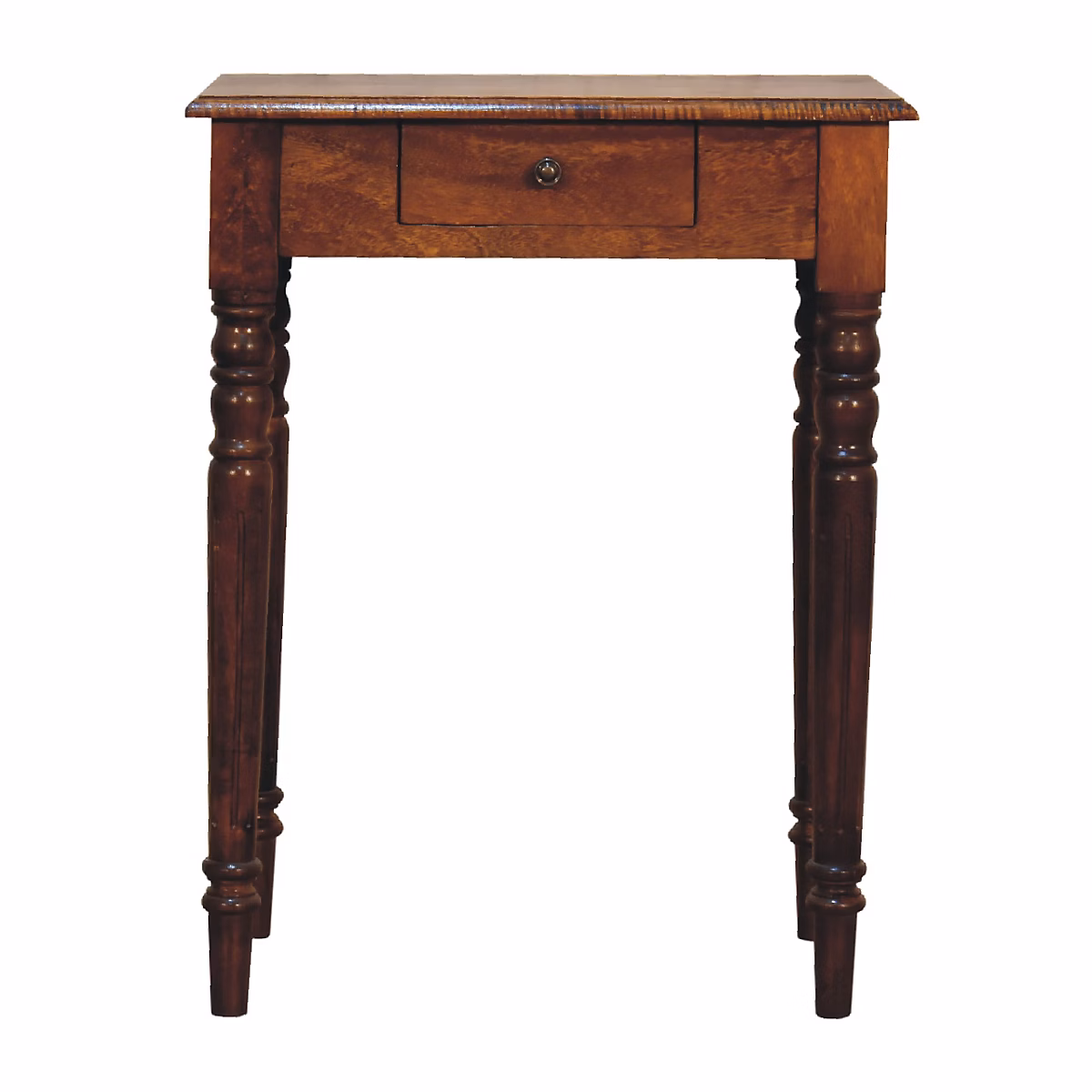 Artisan Furniture Bois massif châtaignier pied tourné bureau – 1 tiroir, marron foncé