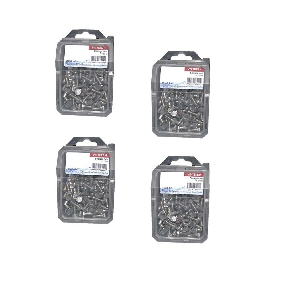 4 Coques de 10 Vis Tête Hexagonale F/Total 12 × 40 mm – DIN 933, Inox A2, D-Work