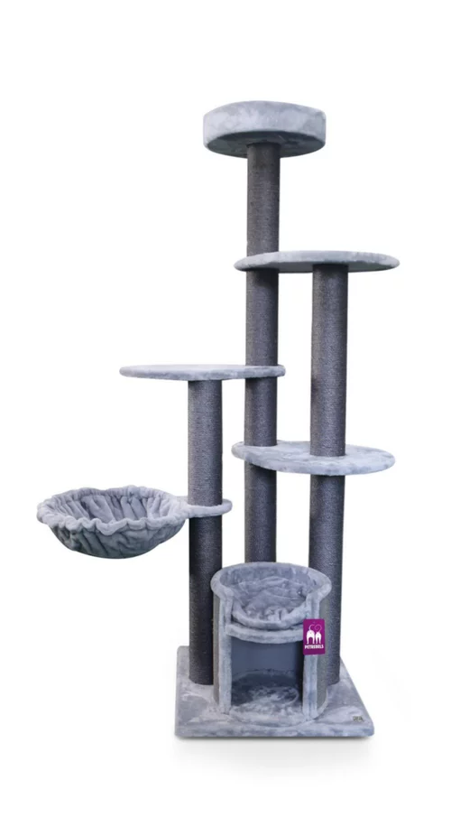 Arbre à chat coloris gris Petrebels Cottage 191 – 60 x 60 x 191 cm