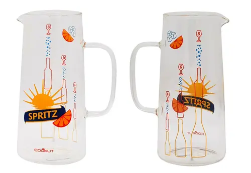 Carafe à spritz en verre transparent à motif coloré - 16,7 x 13,5 x 23,5 cm