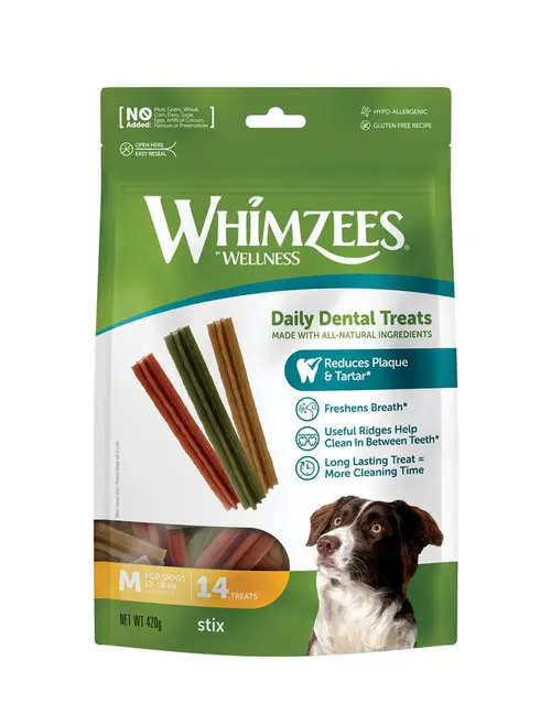 Friandise pour chien Whimzees Stix M en sachet de 420 gr