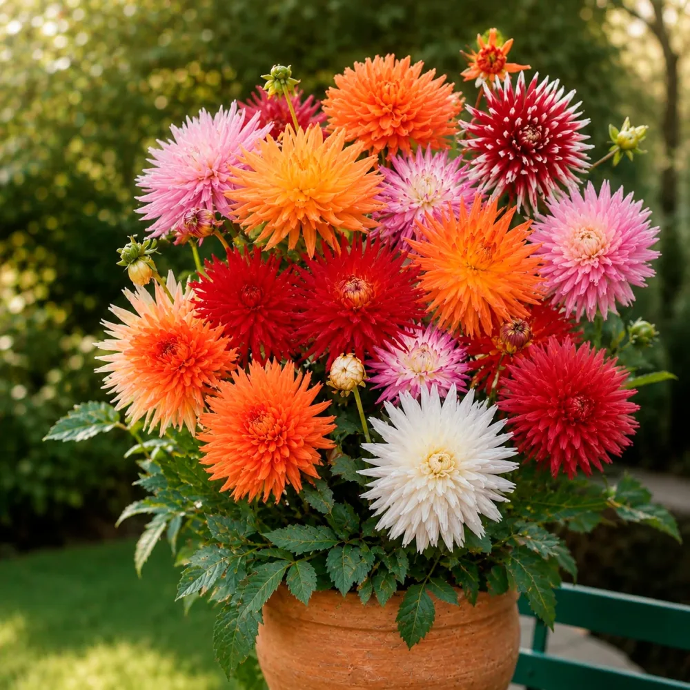 10 Dahlias cactus colorés en mélange Dahlia cactus