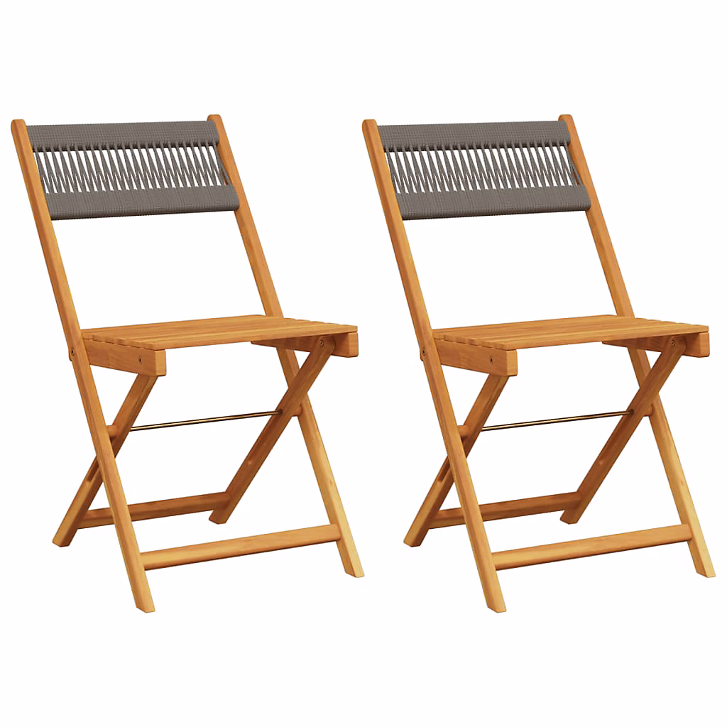 Salon et mobilier de jardin – Chaises pliantes (lot de 2) en bois massif d'acacia gris et corde vidaXL