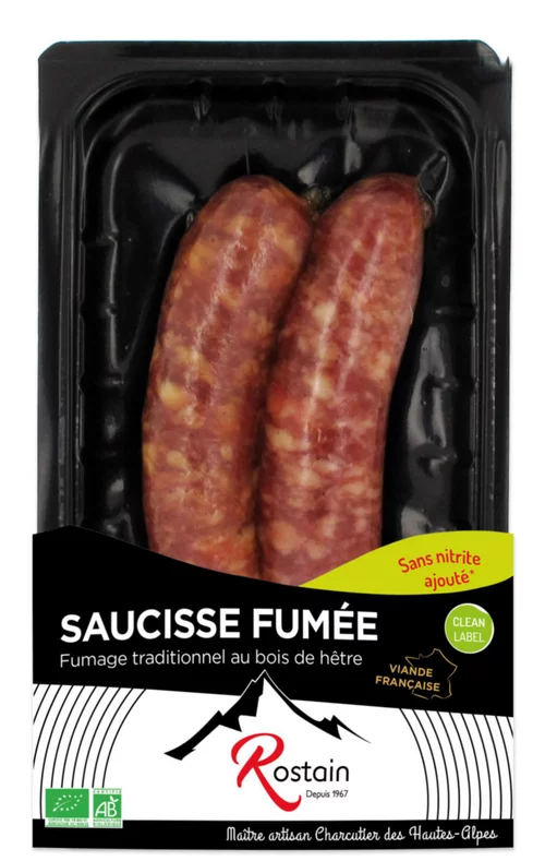 Saucisses fumées bio Rostain - 2 pièces