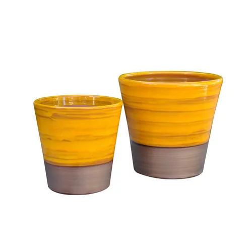 Pot Odyssée Ibiza Sunshine en terre cuite émaillée H 18 x Ø 18 cm