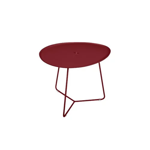 Table basse ovale en aluminium avec plateau amovible coloris piment Cocotte Fermob - 55 x 44,5 cm