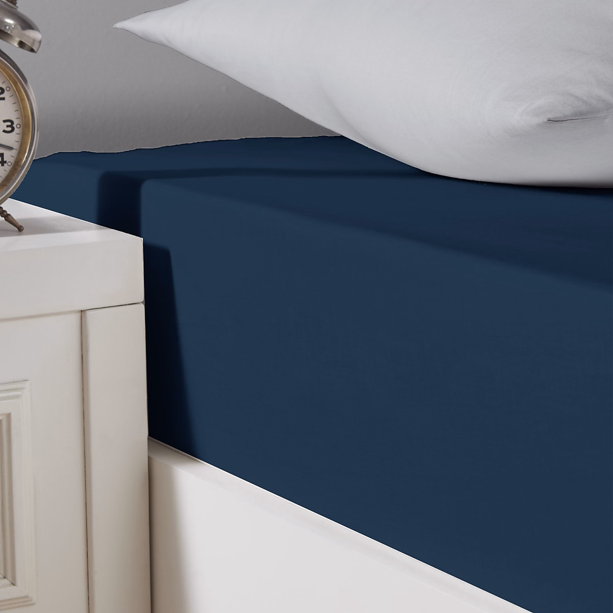 Drap housse en coton lavé biologique bonnet 30 cm Denim 90 × 190 cm ORGANIKA