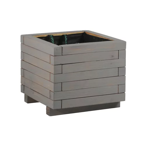 Bac Madrier carré mélèze cérusé gris 40x40x35,5 cm