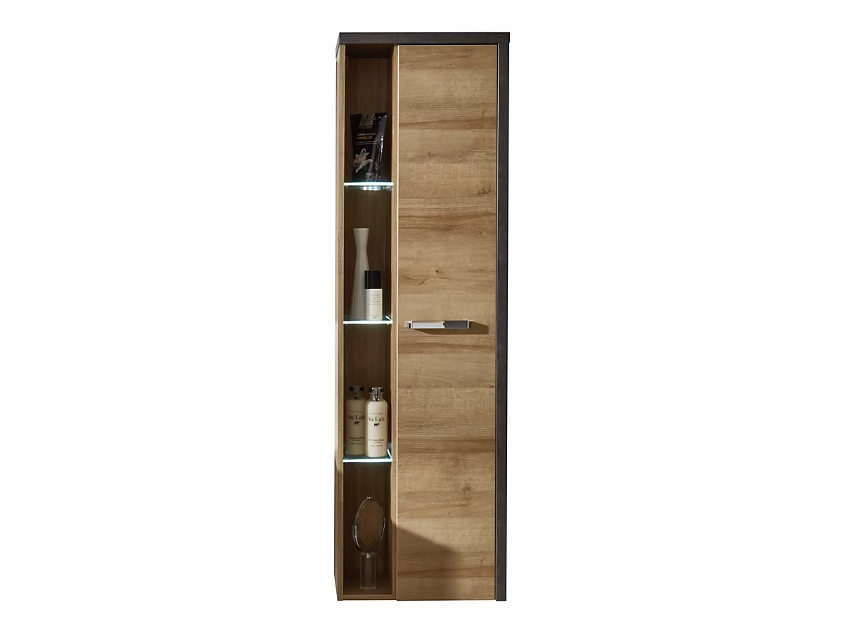 BAY – Meuble salle de bain mélaminé. Colonne 1 porte. L | H | P : 48 | 160 | 31 cm