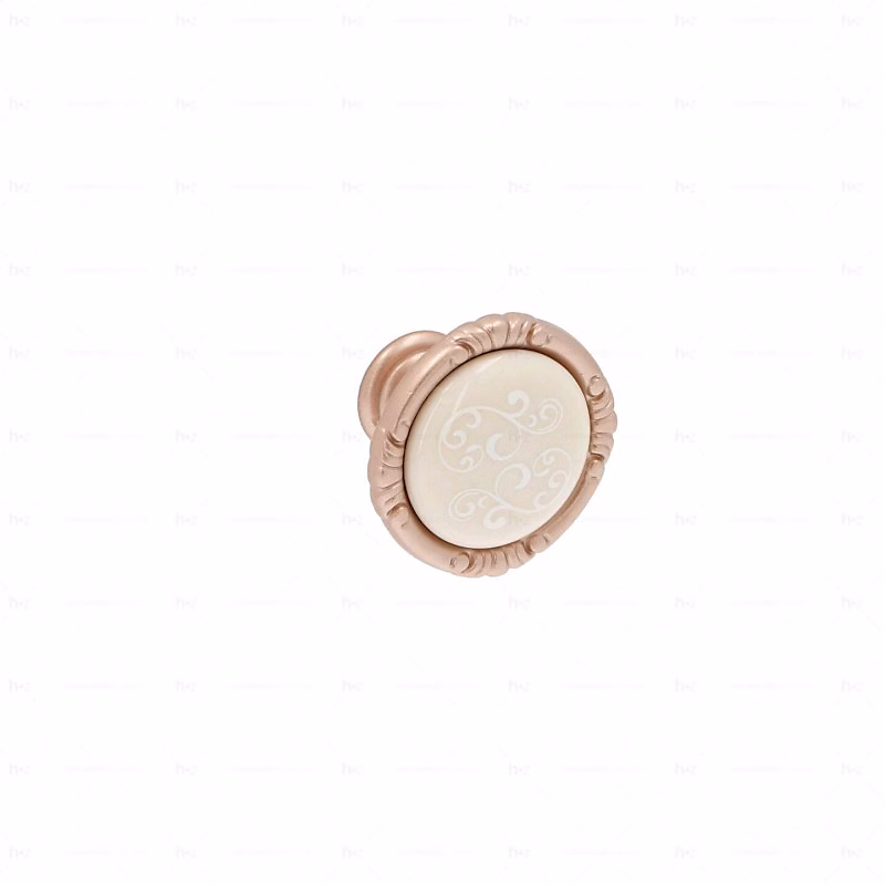 Boutons pour meubles en zamac et Porcelaine Diamètre 38 Or mat rose – Réf. YHIBDLEMG3171102020