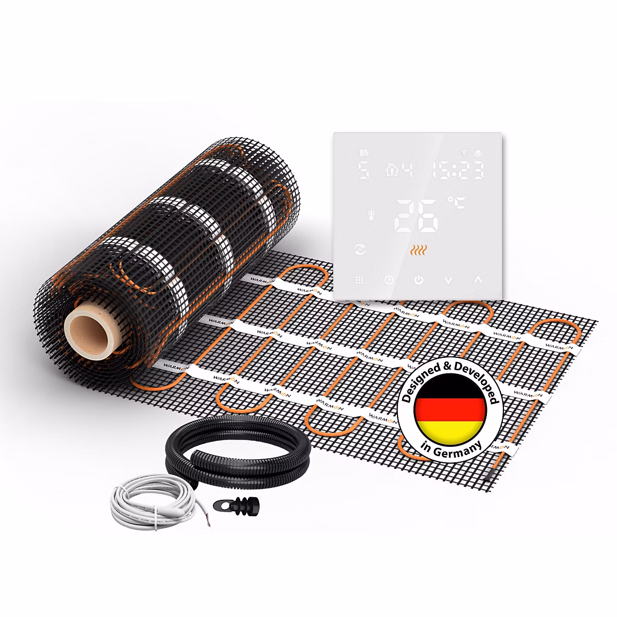 Chauffage au sol électrique WARMON ULTRA 200 W/m² + TS 300 Smart WiFi Thermostat blanc – 1 m²