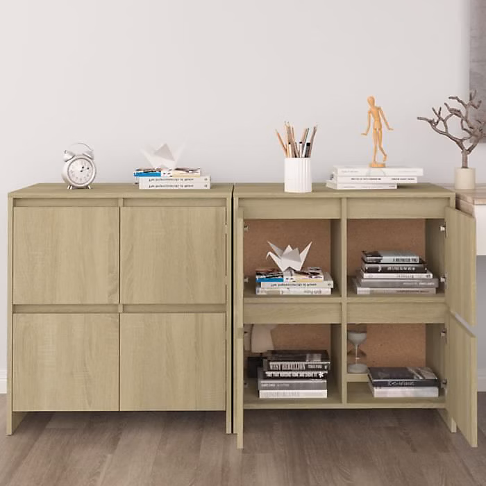 3098091 vidaXL Buffets 2 pcs Chêne Sonoma 70 × 41 × 75 cm Aggloméré
