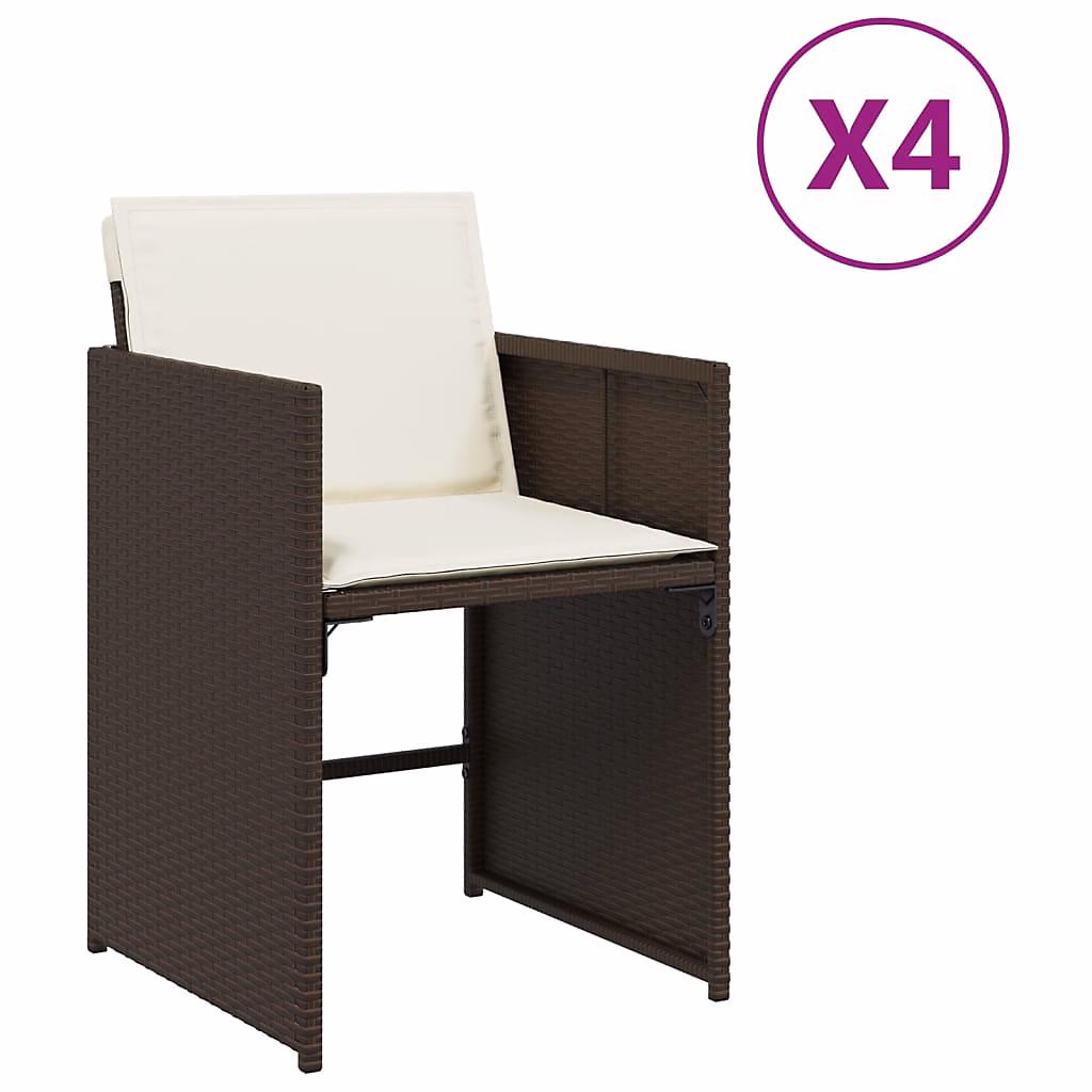 Chaises de jardin avec coussins marron résine tressée vidaXL – lot de 4