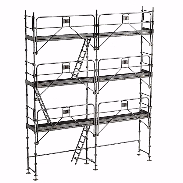 Echafaudage fixe de façade 56m² | Structure + Planchers + Plinthes + Garde – corps – DUO56GC – SPP