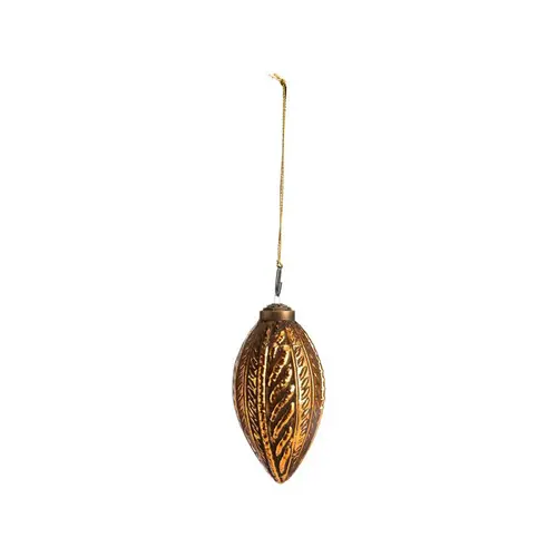 Boule conique décorée en verre et métal doré - 10 x 5 cm