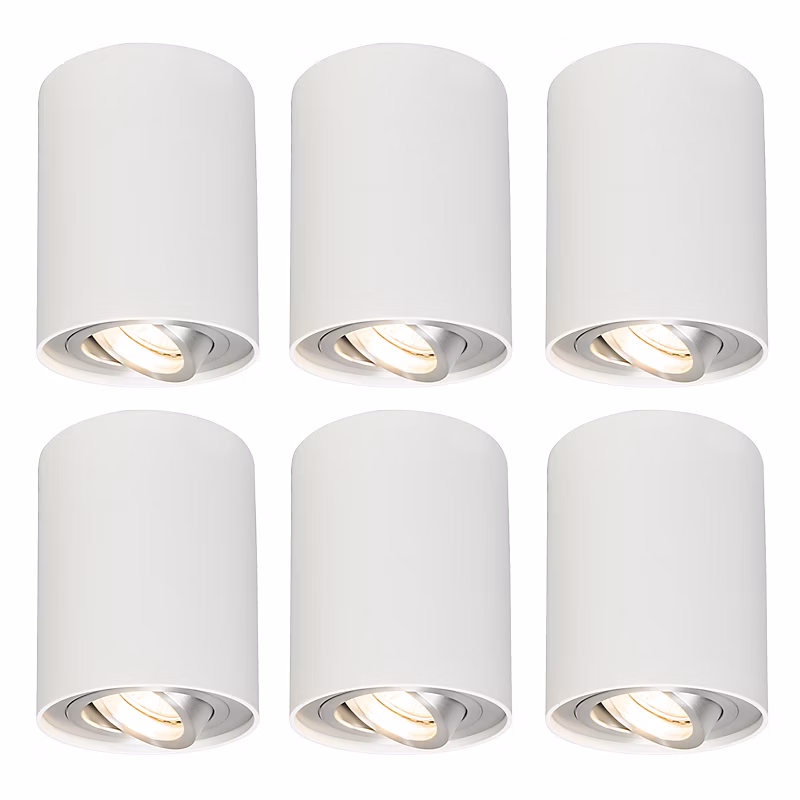 Ensemble de 6 spots blancs orientables et inclinables – Rondoo 1 Up