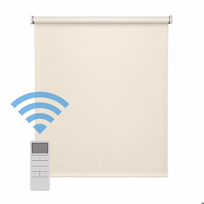 Easydeco – Store Enrouleur motorisé à batterie Blackout, Occultant, Beige, 180 × 190 cm