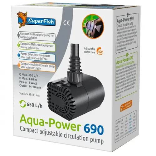 Pompe à eau pour aquarium et fontaine intérieure, puissance supérieure - SUPERFISH Aqua Power 690