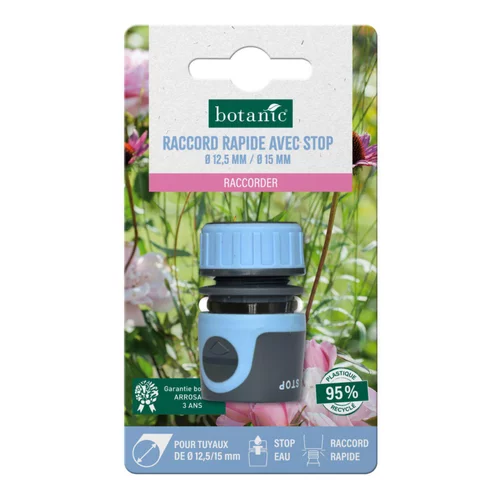 Raccord rapide avec stop botanic® pour tuyaux Ø 12,5 mm / Ø 15 mm
