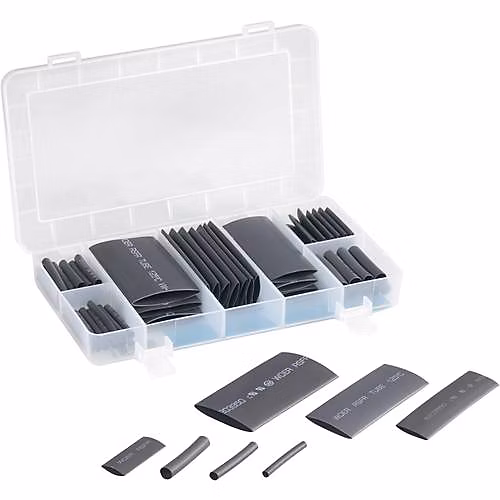 Assortiment de gaines thermorétractables 2:1 TRU COMPONENTS 1564899 – 63 pièces, polyéthylène noir
