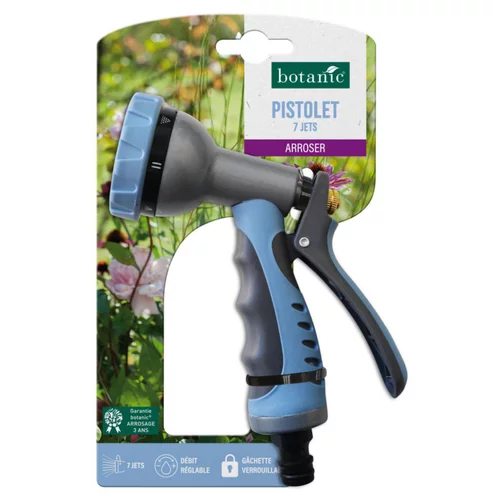 Pistolet 7 jets botanic® avec gâchette verrouillable et débit réglable