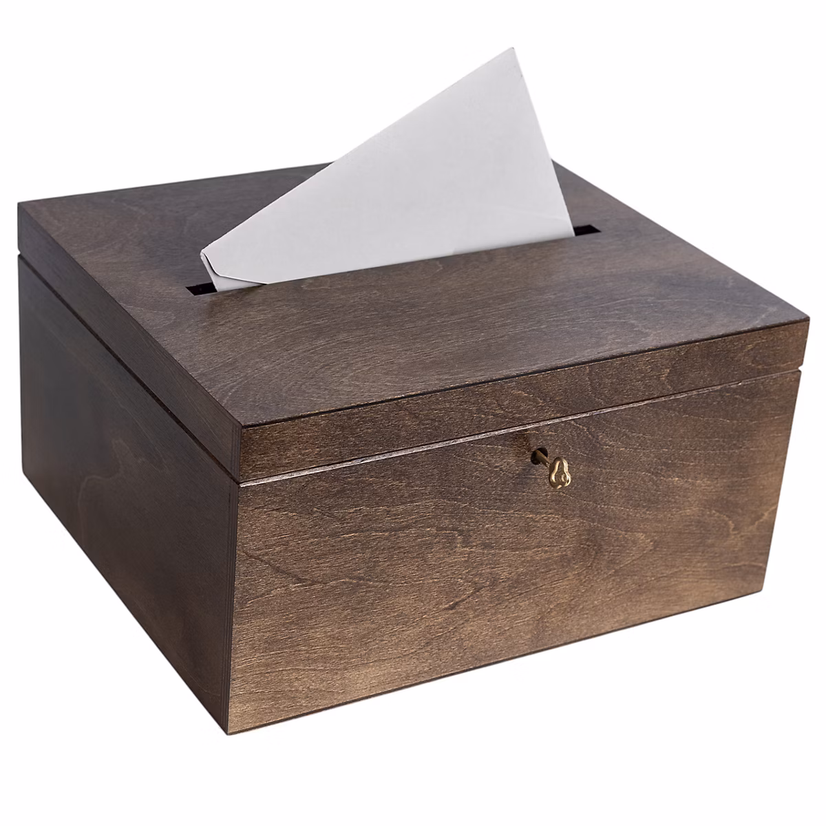 Creative Deco Boîte En Bois Pour Enveloppes Marron Foncé 29 × 25 × 15 cm – Couvercle + Clé, Urne Mariage Anniversaire