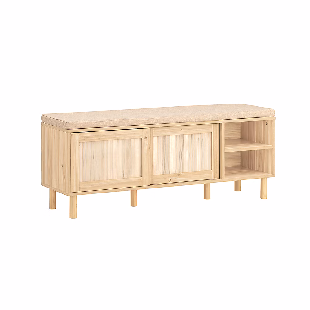 Banc à Chaussures Coussin Rembourré – Etagères et 2 Portes Coulissantes | FSR163 | N | SoBuy
