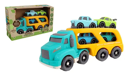 Camion remorque avec 4 voitures de 9 cm - 33 cm
