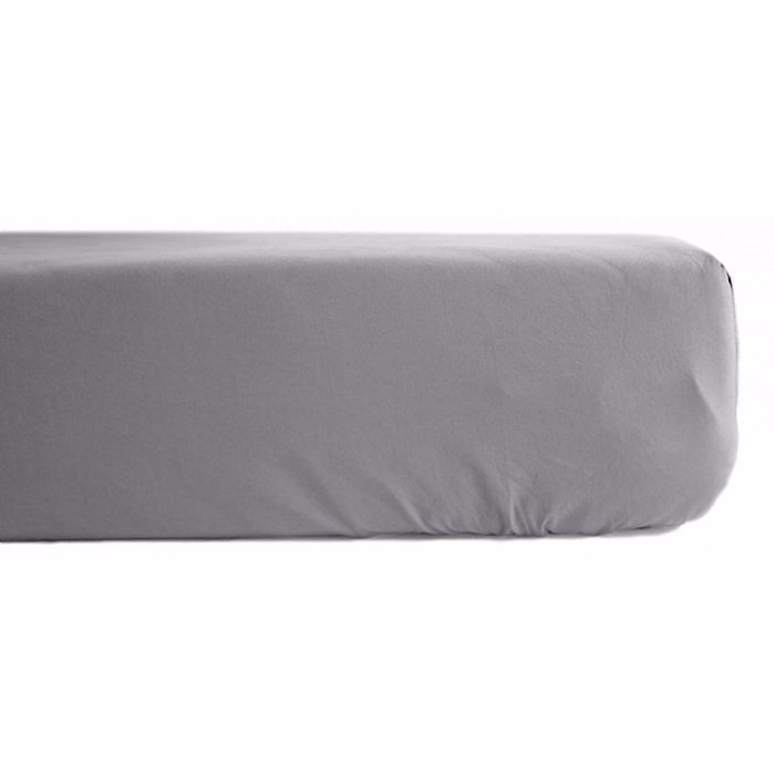 Drap housse percale pur coton peigné longues fibres 80 fils/cm² avec bonnet de 35 cm Vent du sud | 140x190 – Acier