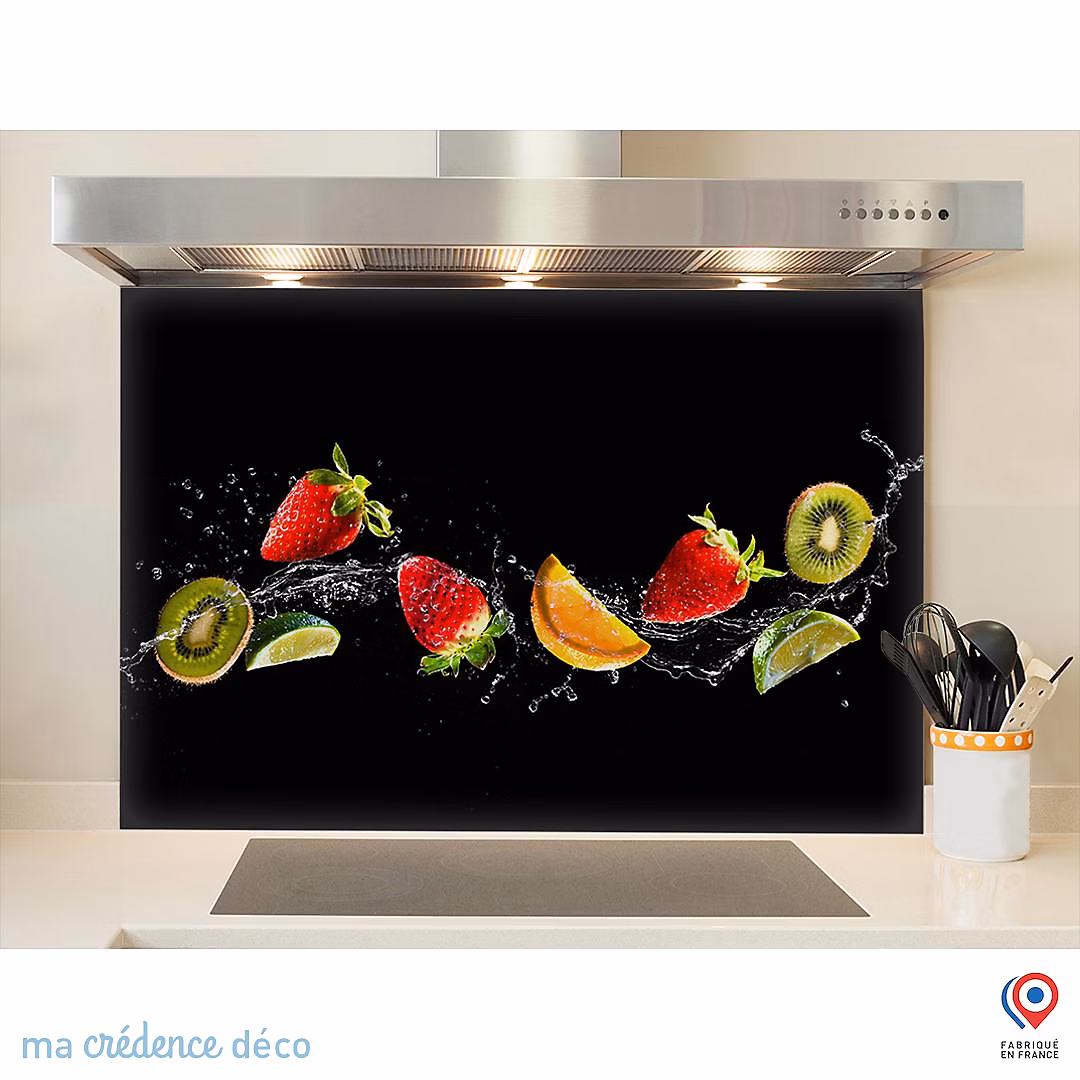 Crédence cuisine fond de hotte Bain de fruits 4 – Verre trempé, L 70 cm x H 60 cm, MaCrédenceDéco