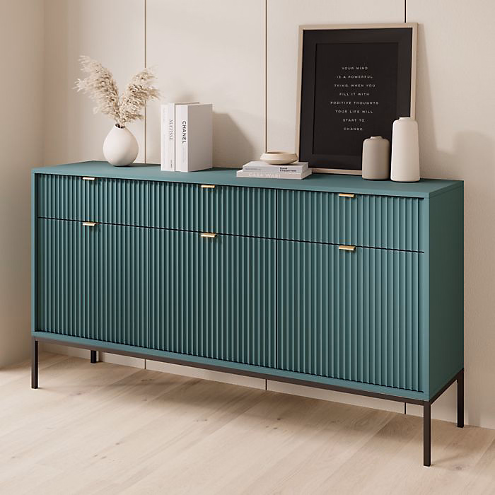 Buffet Komodee NANAIMO KOM3 Frontal en relief Vert Vert 39 × 154 × 83 cm