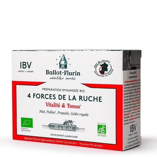 Préparation dynamisée bio 4 Forces de la Ruche Ballot Flurin - 10 ampoules x 10 ml