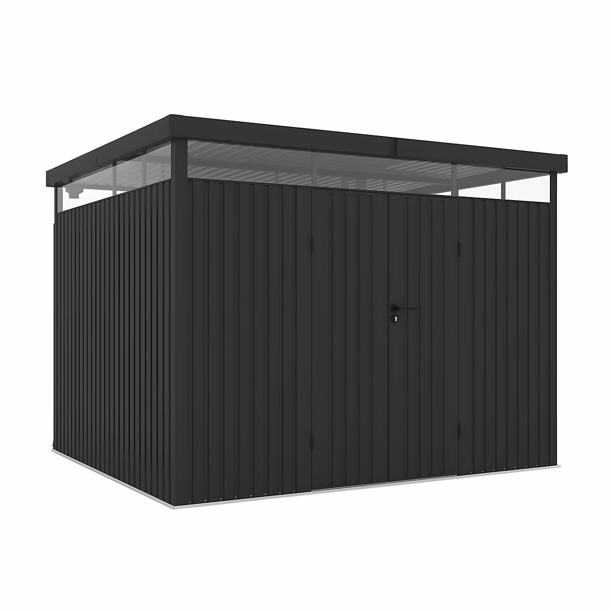 Abri de Jardin en Metal 7 – 66m2 Quarz, Ép. Robuste 0, 40mm, Lampe Incluse, Fermeture À Clé, Lumière 360, Toit plat