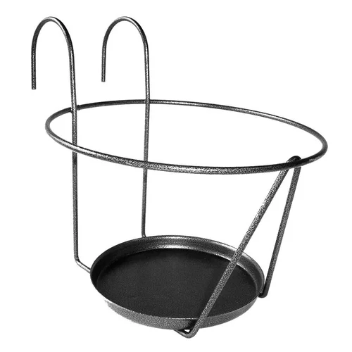 Porte pot soucoupe avec crochet gris Ø 25 cm