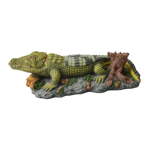Bulleur crocodile coloris vert en résine Aquatlantis - 7,5 x 16 x 4,5 cm