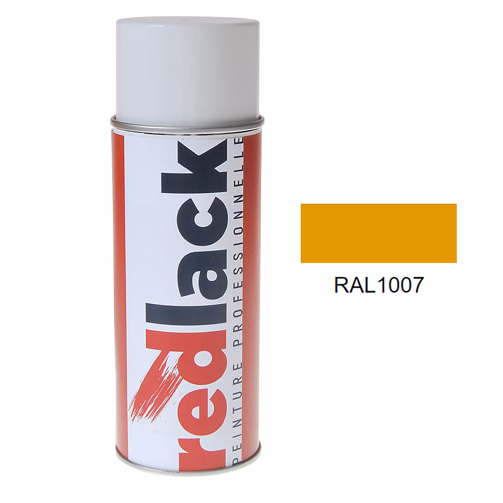 Bombe de peinture Aérosol – spray | 400ml | RAL 1007 Jaune narcisse | Mat | multisupport | Redlack | RAL1007