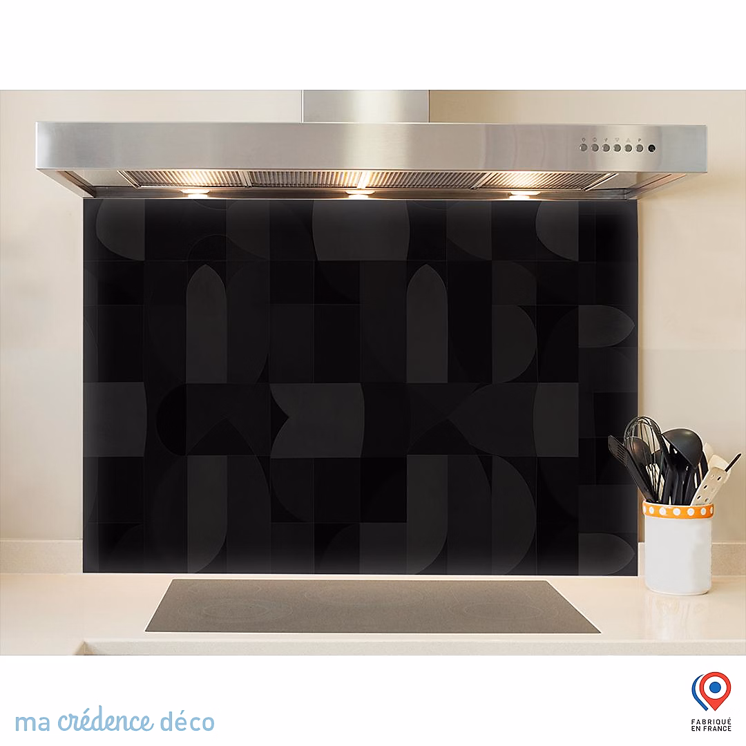 Crédence cuisine fond de hotte Géométriques et peinture 2 – Verre trempé, L 70 cm x H 60 cm, MaCrédenceDéco